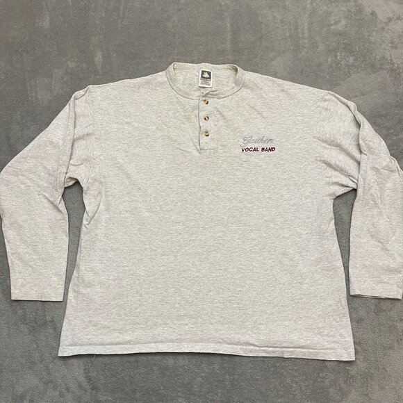 Vintage Single Stitch Gaither Vocal Band Henley Collar Long Sleeve Tshirt USA XL - Picture 1 of 10